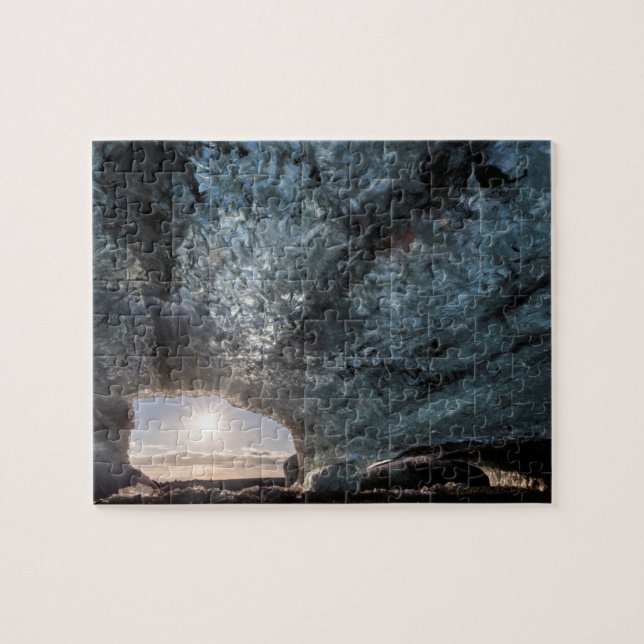 Looking out an ice cave, Iceland Jigsaw Puzzle (Horizontal)