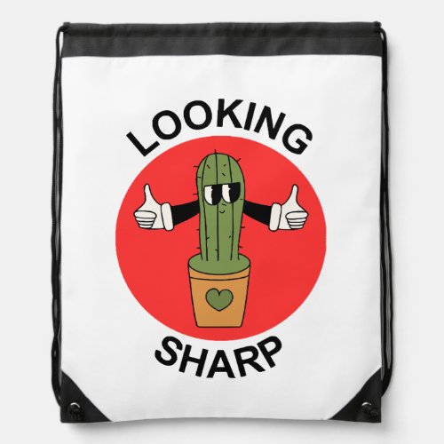 Looking Sharp Cactus Pun Drawstring Bag