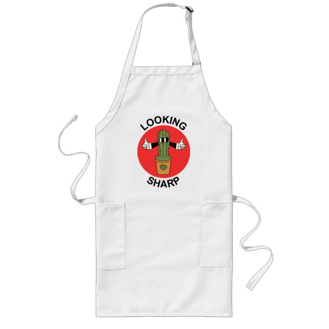 Looking Sharp Cactus Pun Long Apron (Front)