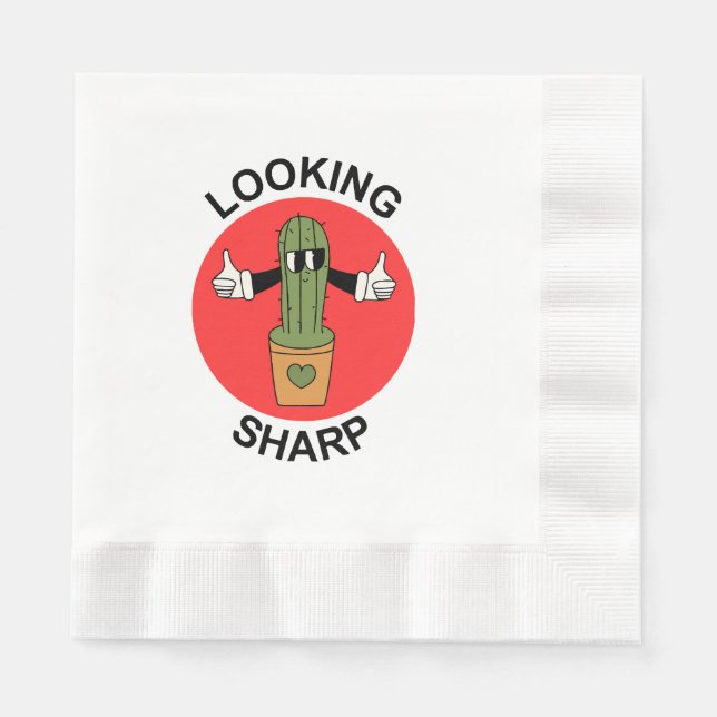 Looking Sharp Cactus Pun Napkins (Front)