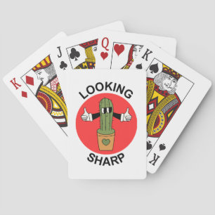 Looking Sharp Cactus Pun Poker Cards