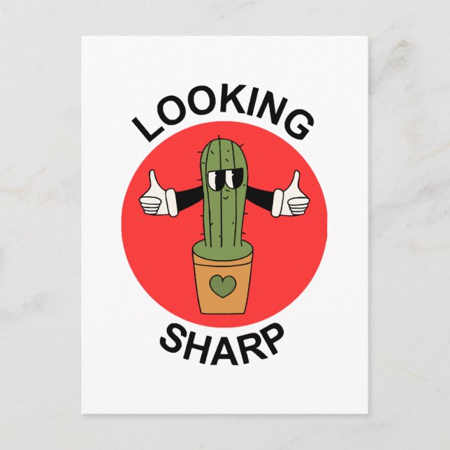 Looking Sharp Cactus Pun Postcard (Front)