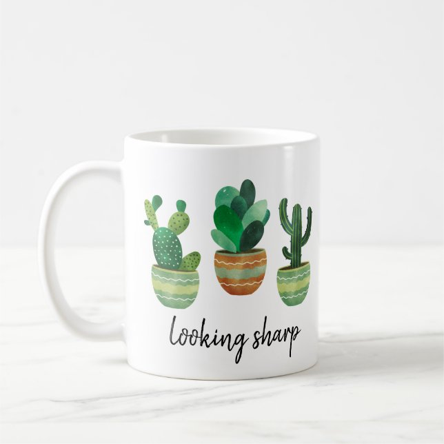 Looking Sharp Funny Cacti Coffee Mug (Left)