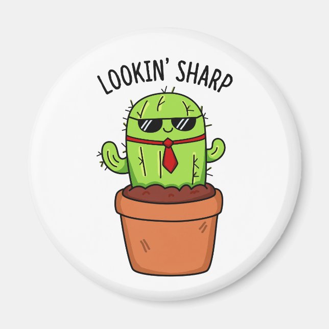 Looking Sharp Funny Cactus Pun Magnet (Front)