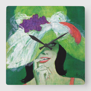 Looking the Other Way Square Wall Clock