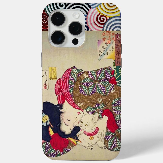 LOOKING TIRESOME ,JAPANESE WOMAN WITH WHITE CAT Case-Mate iPhone CASE (Back)