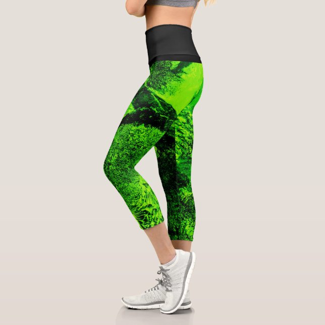 looking to green capri leggings (Left)