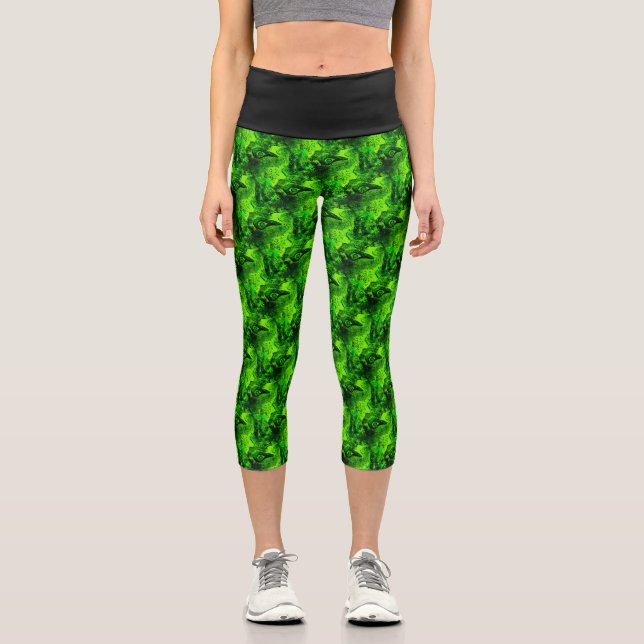 looking to green capri leggings (Front)