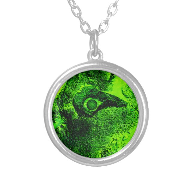looking to green silver plated necklace (Front)