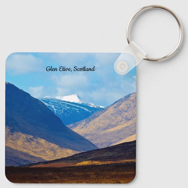Looking toward Glen Etive, Scotland Keyring (Back)