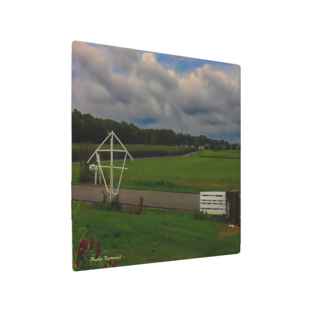Looking Toward the Hills Metal Print (Angled)