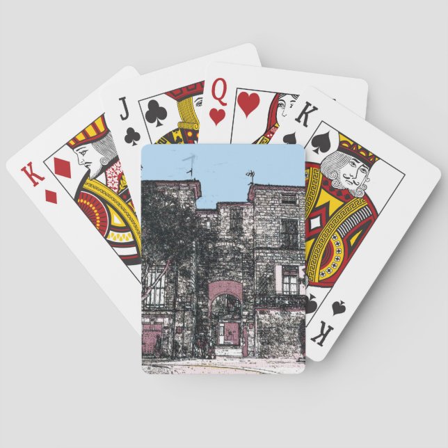 Looking towards the town Pezenas France Poker Cards (Back)