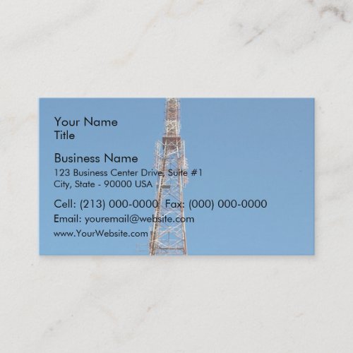 Looking up at communication tower business card
