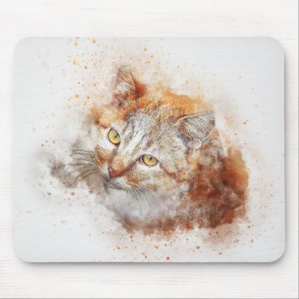 Looking Up Kitty | Abstract | Watercolor Mouse Pad