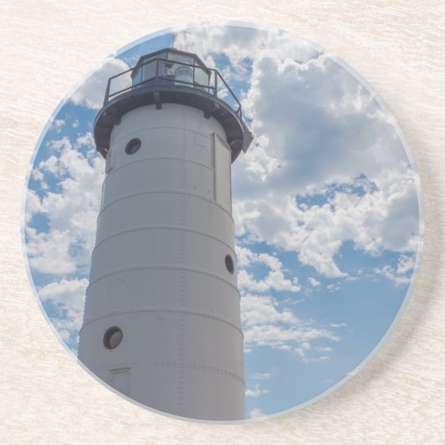 Looking Up Manistee Lighthouse Drink Coaster (Front)