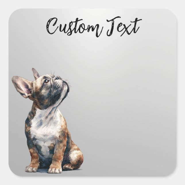 Looking Up Puppy-6 | Personalized Custom Text Square Sticker (Front)