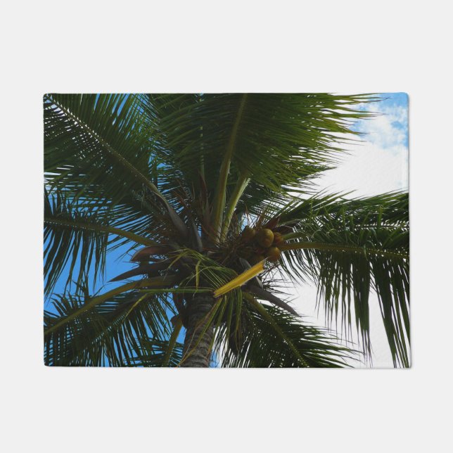 Looking Up to Coconut Palm Tree Tropical Nature Doormat (Front)