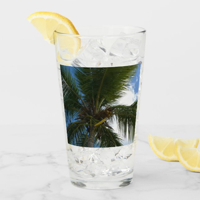 Looking Up to Coconut Palm Tree Tropical Nature Glass (Front Ice)