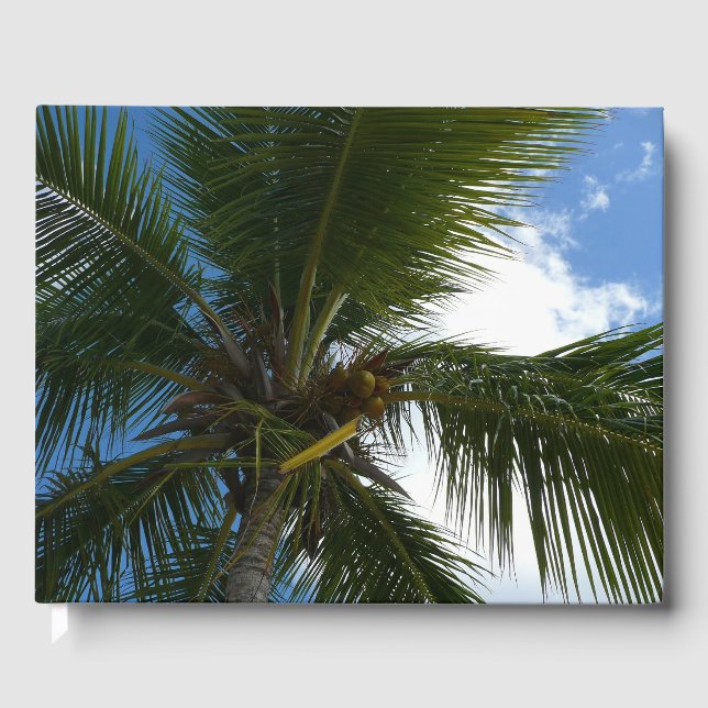 Looking Up to Coconut Palm Tree Tropical Nature Guest Book (Front)