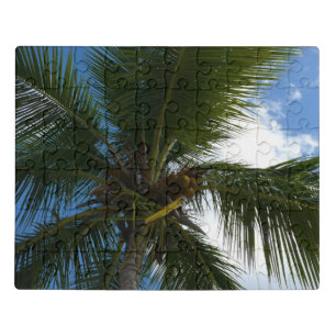 Looking Up to Coconut Palm Tree Tropical Nature Jigsaw Puzzle