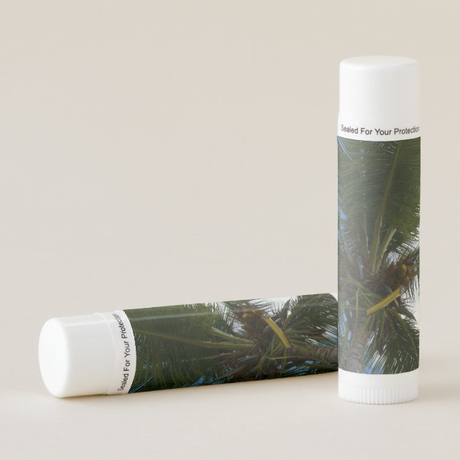 Looking Up to Coconut Palm Tree Tropical Nature Lip Balm (Front)