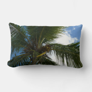 Looking Up to Coconut Palm Tree Tropical Nature Lumbar Pillow