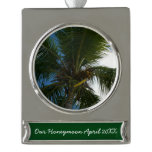 Looking Up to Coconut Palm Tree Tropical Nature Silver Plated Banner Ornament