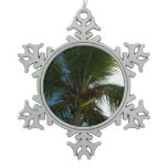 Looking Up to Coconut Palm Tree Tropical Nature Snowflake Pewter Christmas Ornament