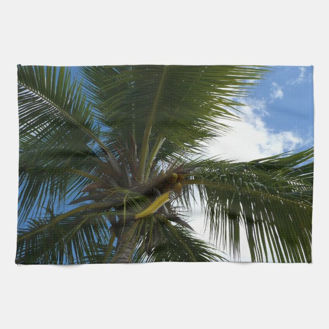 Looking Up to Coconut Palm Tree Tropical Nature Towel (Horizontal)