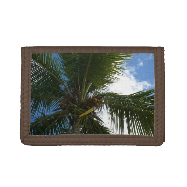 Looking Up to Coconut Palm Tree Tropical Nature Trifold Wallet (Front)