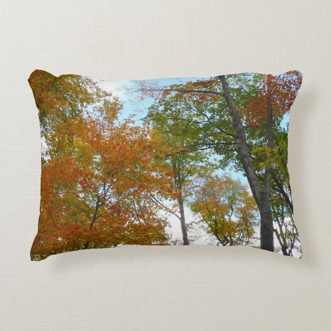 Looking Up to Fall Leaves I Colorful Fall Foliage Accent Pillow (Front)