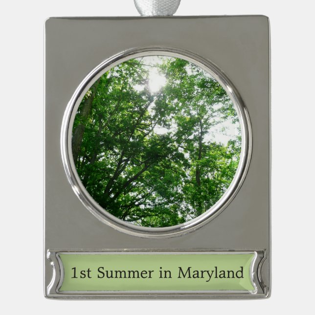Looking Up to Summer Trees Silver Plated Banner Ornament (Front)
