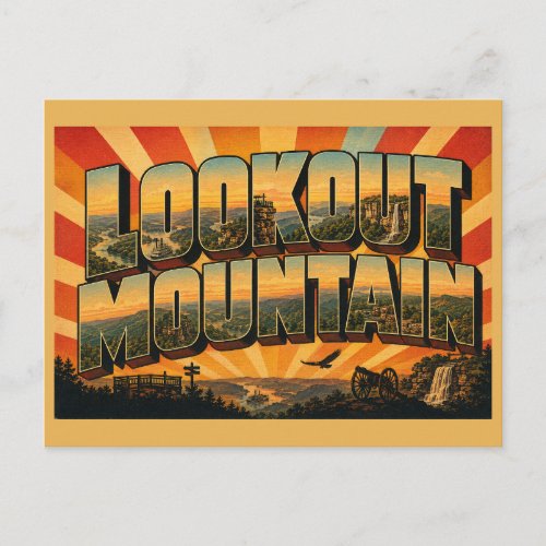 Lookout Mountain TN Panoramic Views Forest Art Postcard