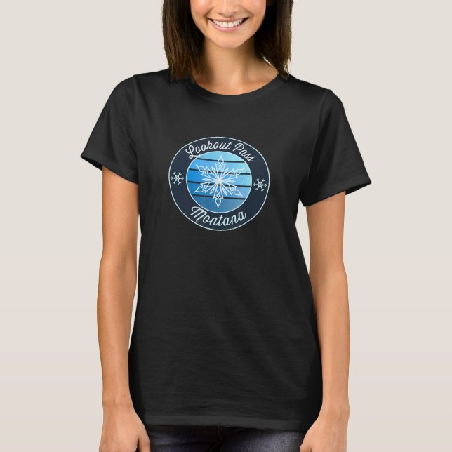 Lookout Pass Montana Mo Ski Souvenir Snow Graphic T-Shirt (Front)