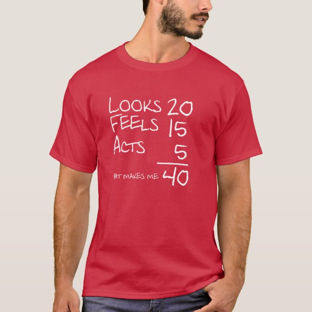 Looks, Feels, Acts 40 Birthday Tee (Front)