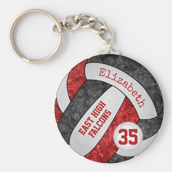 volleyball keychain w red & black team colors