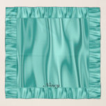 Looks Like Aqua Faux Satin Graphic Ruffles Scarf<br><div class="desc">Optionally personalize the text or remove it using the text template supplied.

This graphic art looks like an elegant aqua satin square with ruffled edges.  This unique design will make a special personalized gift for a loved one,  or get one for yourself.</div>
