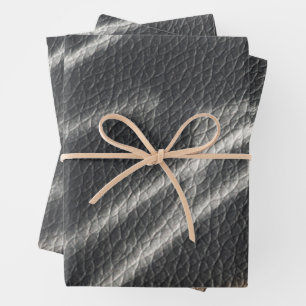 Looks like leather black & white stripes wrapping paper sheets