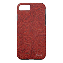 Looks Like Red Tooled Leather Personalized iPhone 8/7 Case