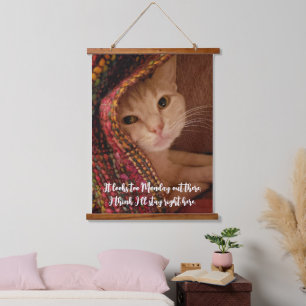 Looks too Monday, cute kitty under blanket Hanging Tapestry