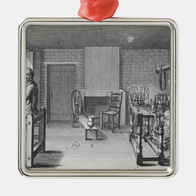 Loom for weaving stockings metal ornament (Front)