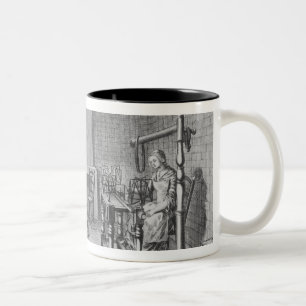 Loom for weaving stockings Two-Tone coffee mug