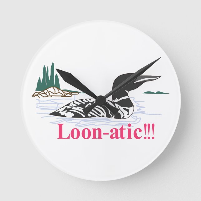 Loon-atic Round Clock (Front)