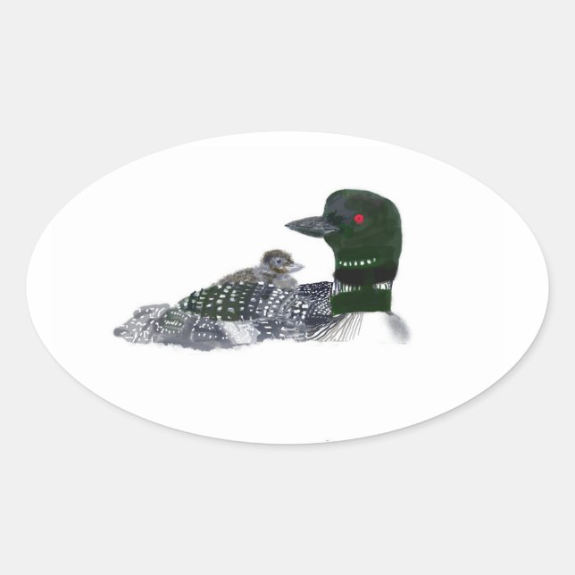 loon baby on board oval sticker (Front)