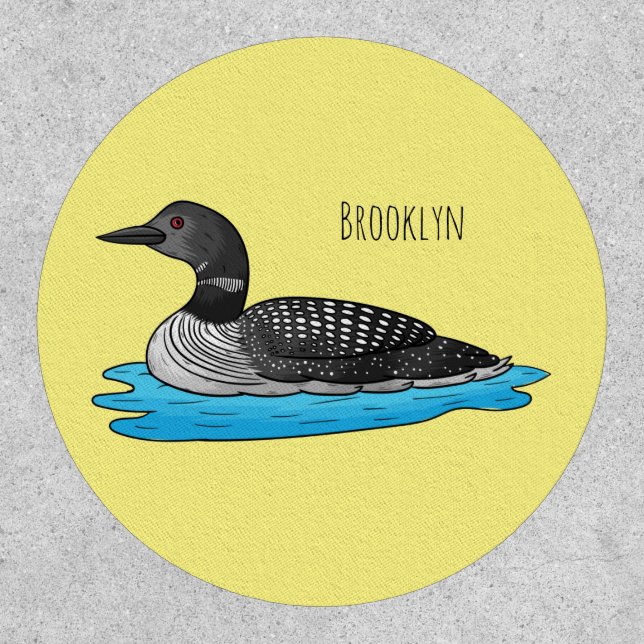 Loon bird cartoon illustratio patch (Front)