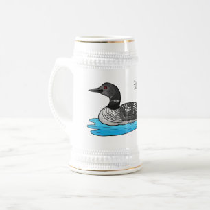 Loon bird cartoon illustration beer stein