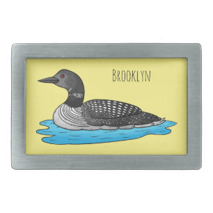 Loon bird cartoon illustration belt buckle