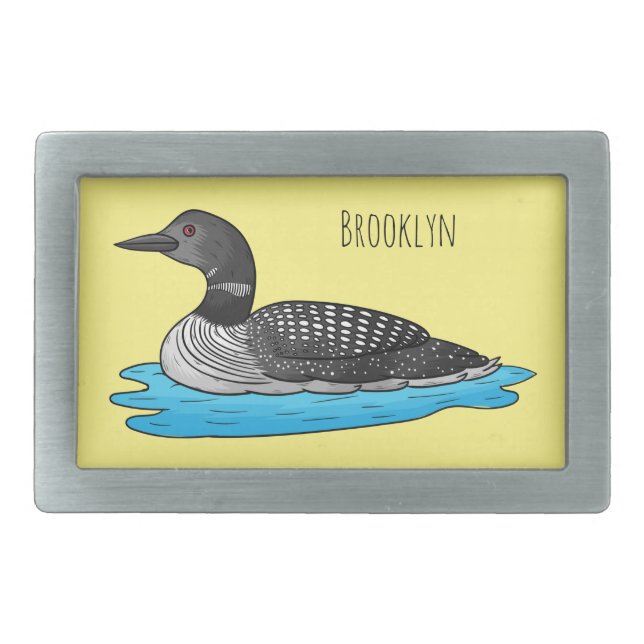 Loon bird cartoon illustration belt buckle (Front)