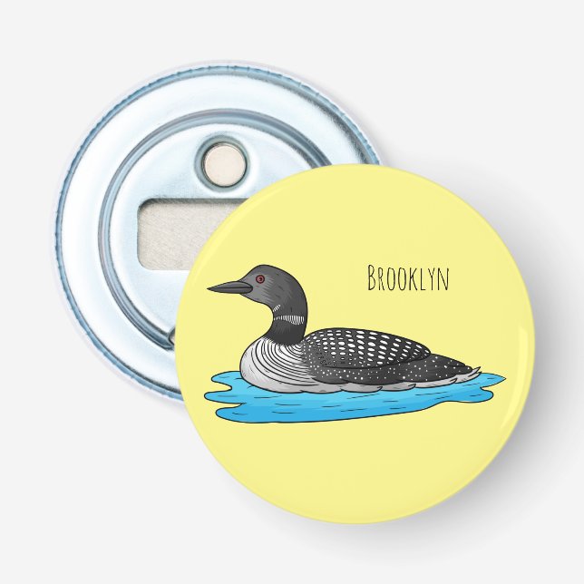Loon bird cartoon illustration  bottle opener (Front)