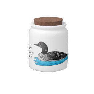 Loon bird cartoon illustration candy jar